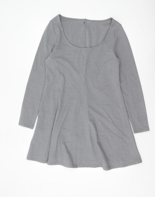 Marks and Spencer Women Grey A-Line Knit Dress Size 14 Long Sleeve