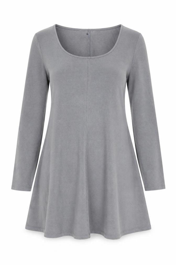 Marks & Spencer Women Grey A-Line Knit Dress Size 14 Long Sleeve