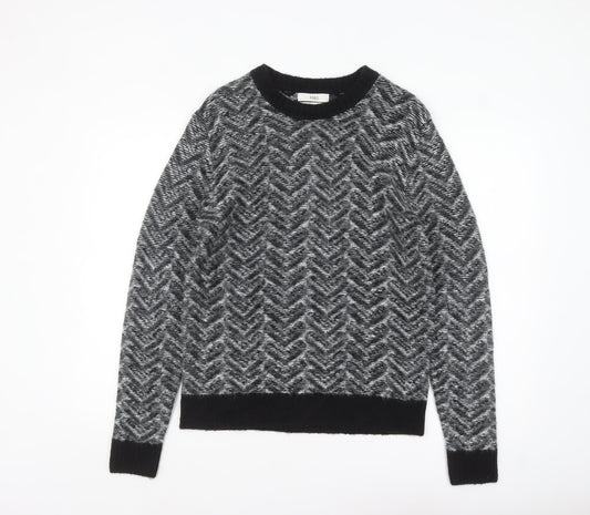 Marks and Spencer Men's Grey Geometric Wool Blend Crew Neck Jumper M