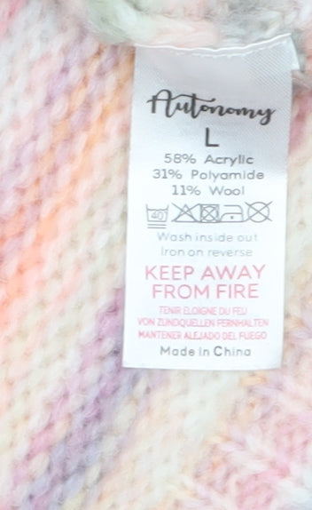 Autonomy Womens Multicoloured L Striped Knit Pullover Jumper