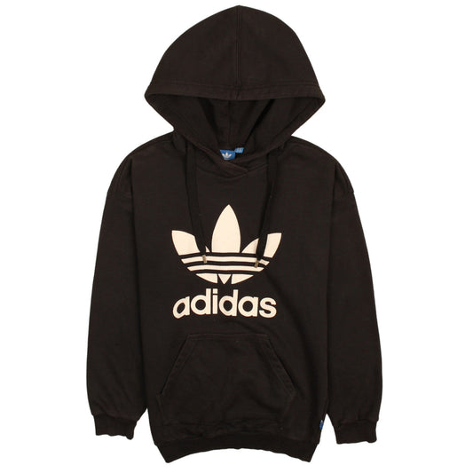 Adidas Womens Black Pullover Hoodie Size 6 Logo Print Casual