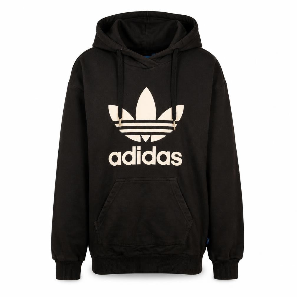 Adidas Womens Black Pullover Hoodie Size 6 Logo Print Casual