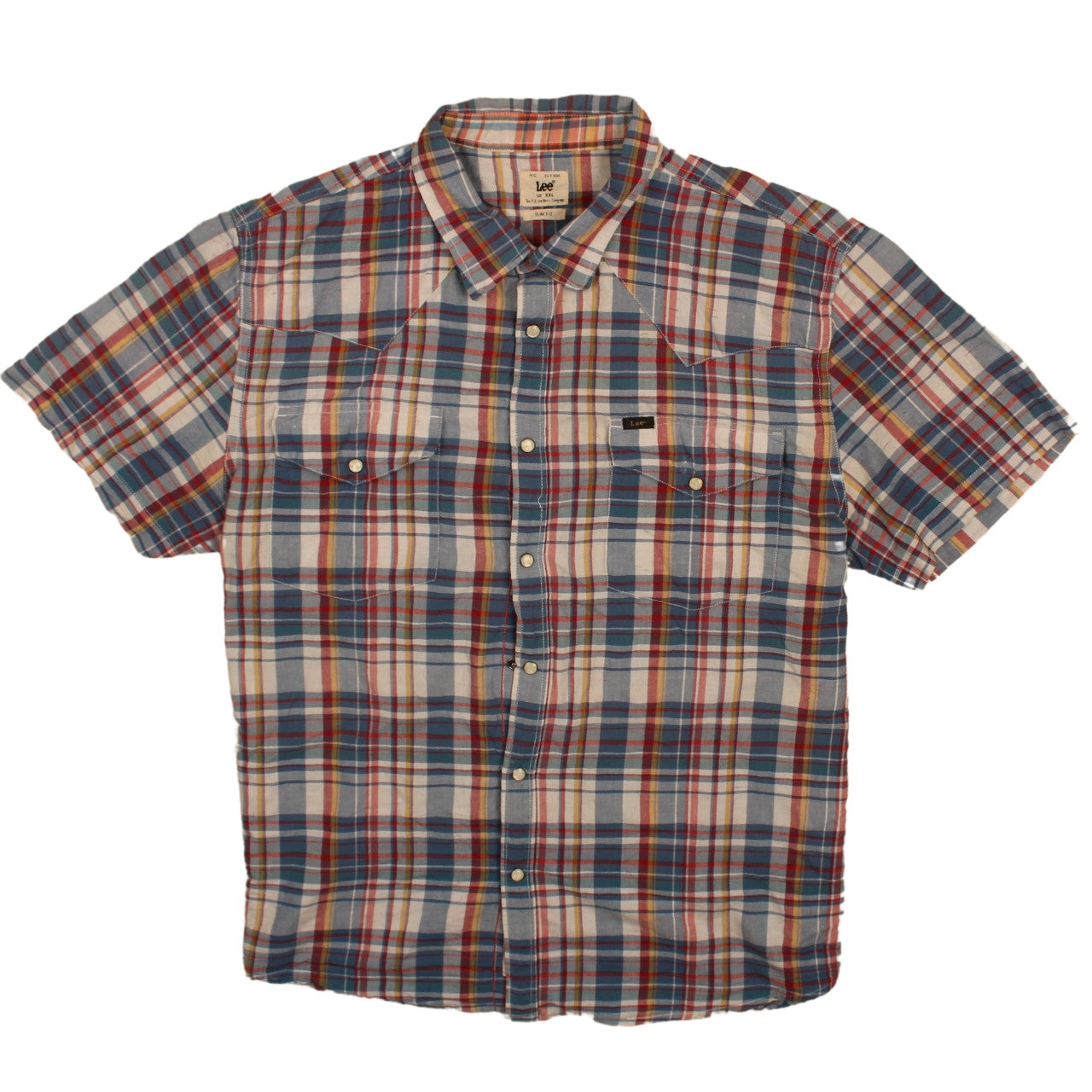 Lee Men's Multicoloured Plaid Short Sleeve Slim Fit 2XL Shirt