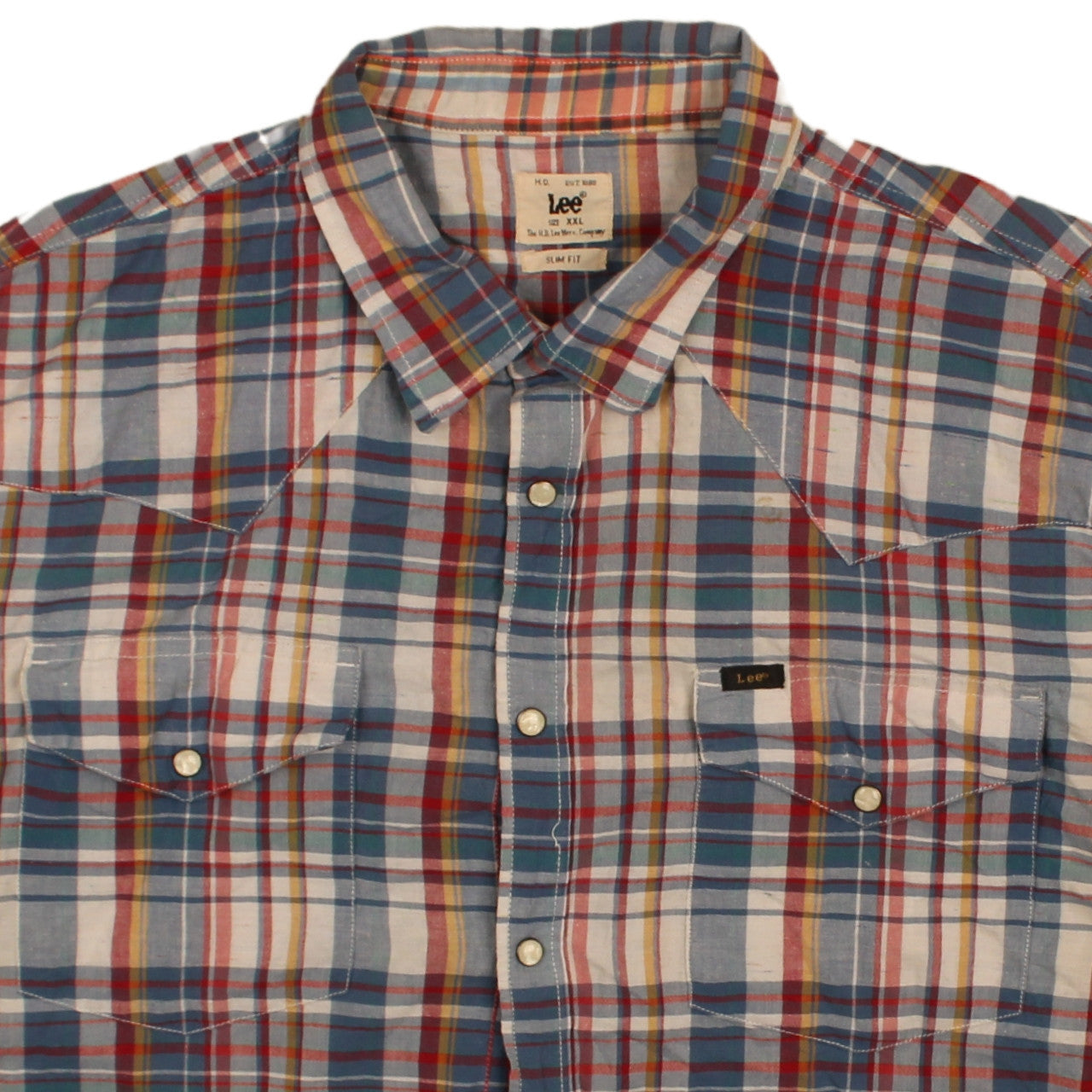 Lee Men's Multicoloured Plaid Short Sleeve Slim Fit 2XL Shirt