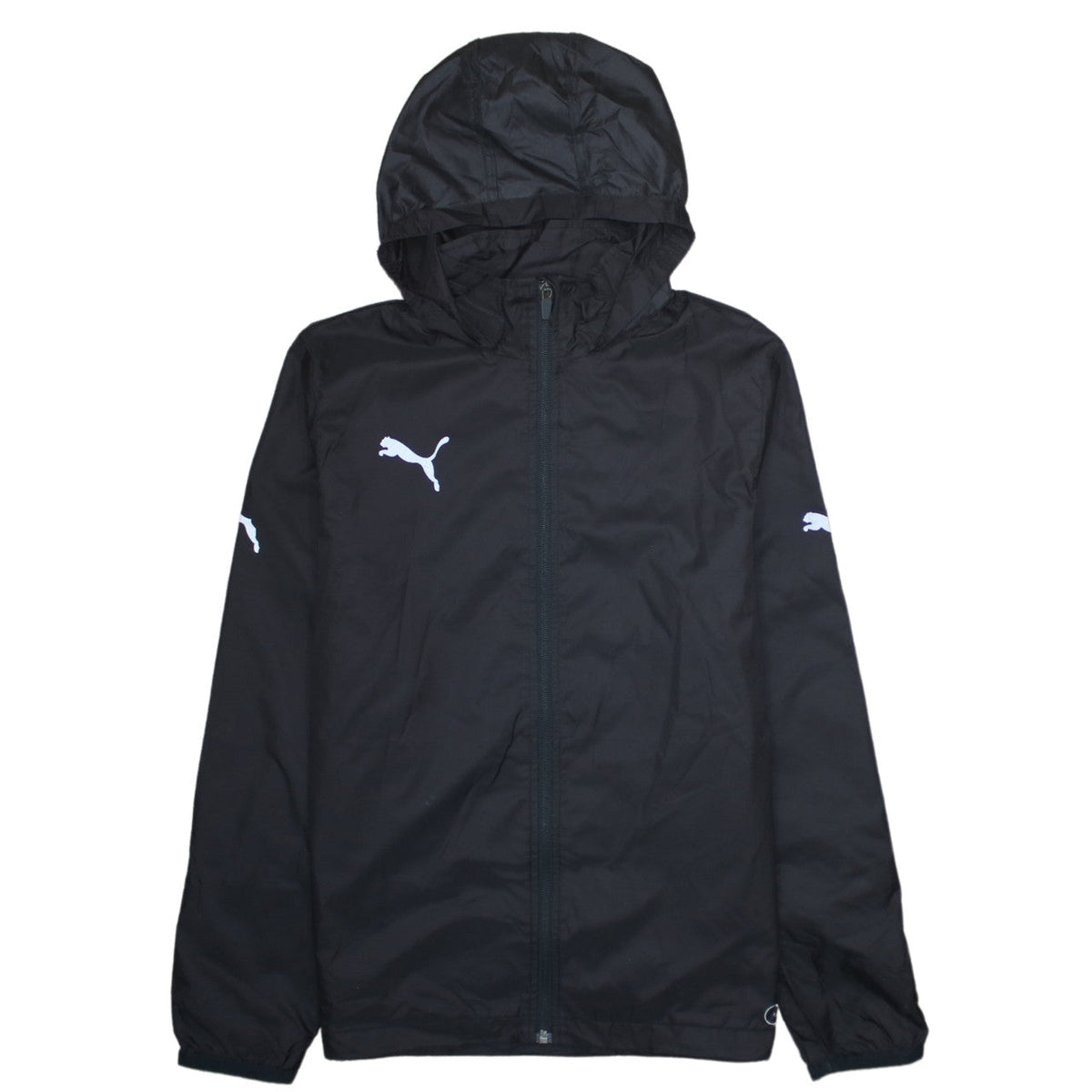 Puma Boys Black Hooded Windbreaker Jacket 14 Years Full Zip Lightweight