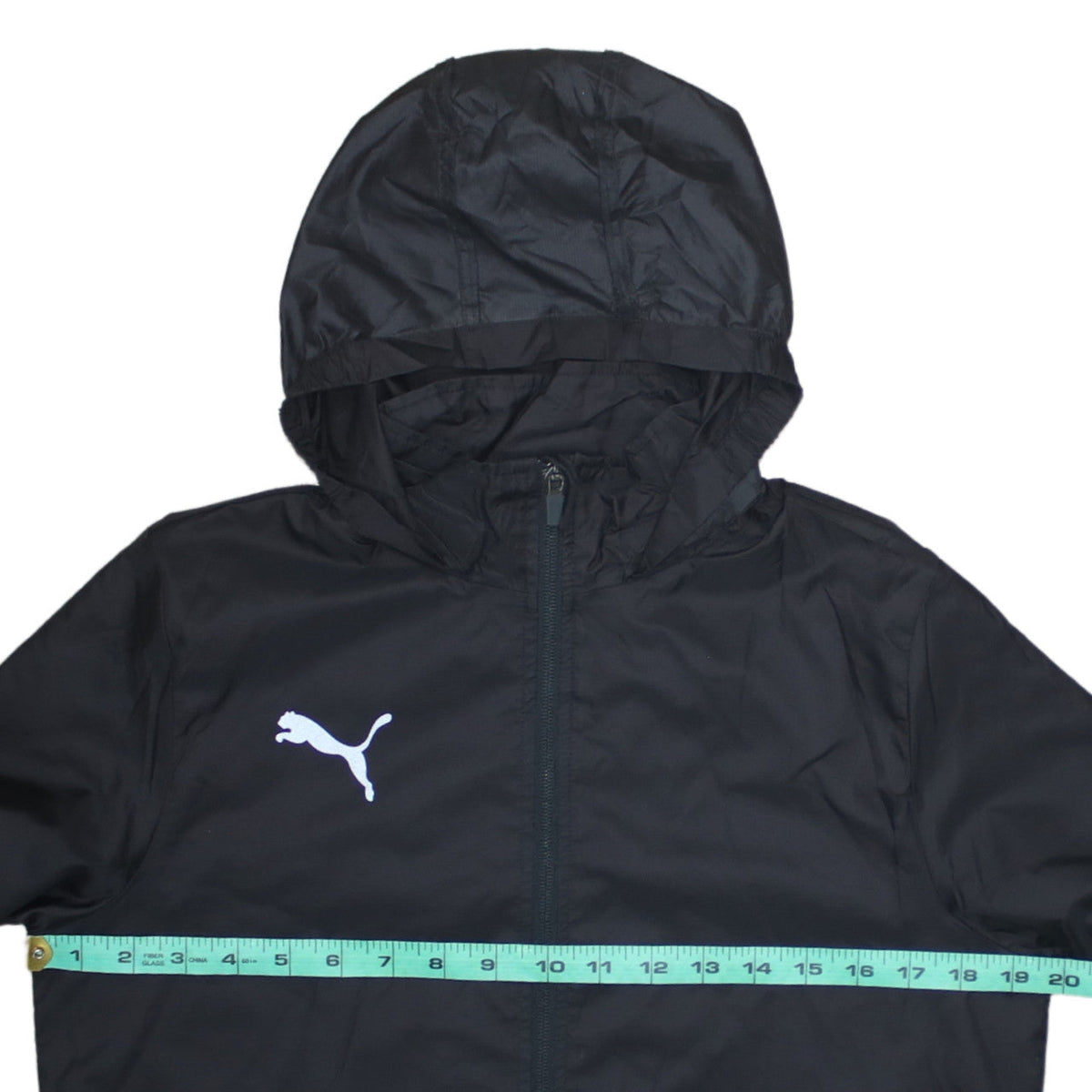 Puma Boys Black Hooded Windbreaker Jacket 14 Years Full Zip Lightweight