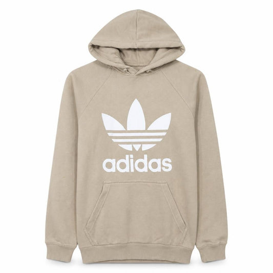 Adidas Mens Beige Hoodie Medium Pullover Logo Graphic Hooded Sweatshirt