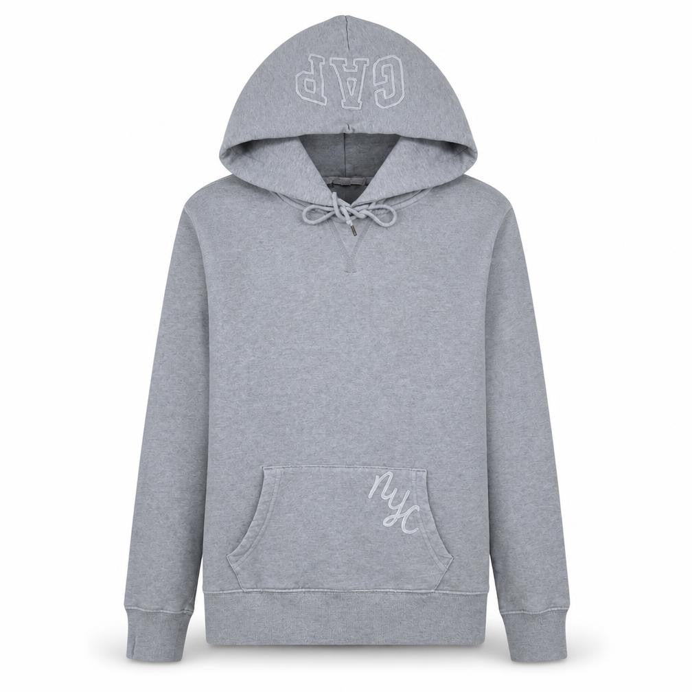 Gap Women’s Grey Pullover Hoodie Sweatshirt M Embroidered NYC Logo