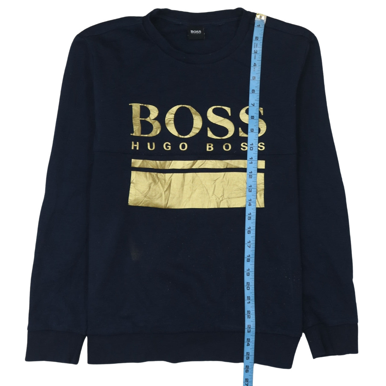 Hugo Boss Men's Blue Gold Logo Crew Neck Sweatshirt Size L