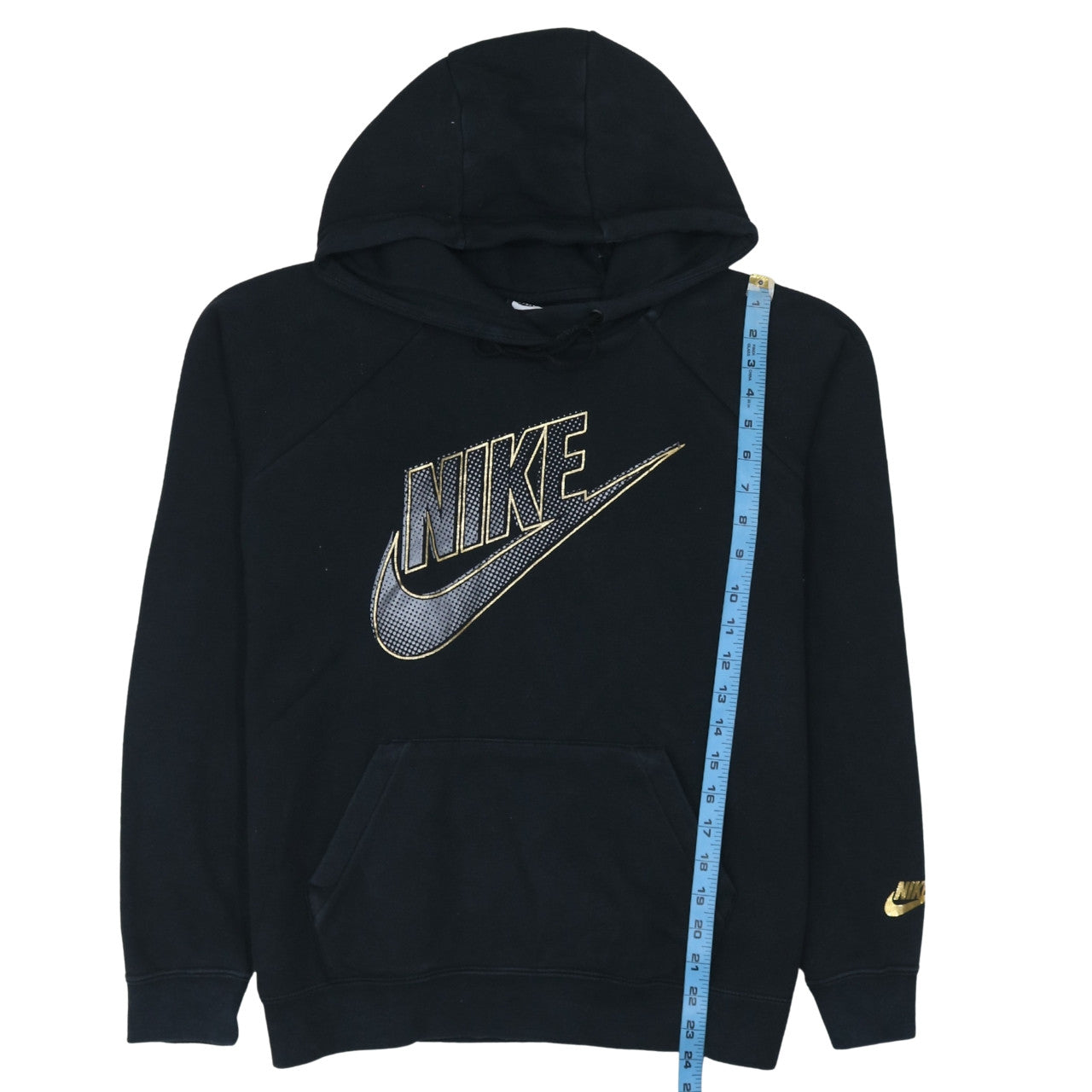 Nike Women's Black Gold Logo Pullover Hoodie Medium