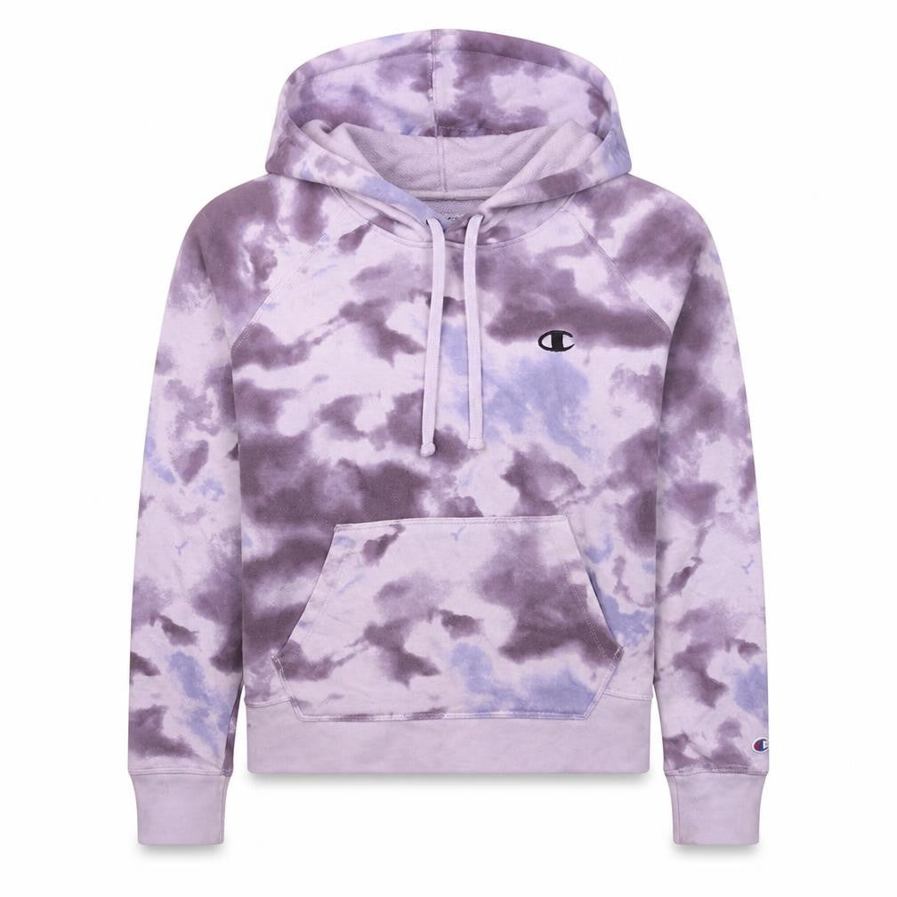 Champion Womens Purple Tie Dye Pullover Hoodie Medium