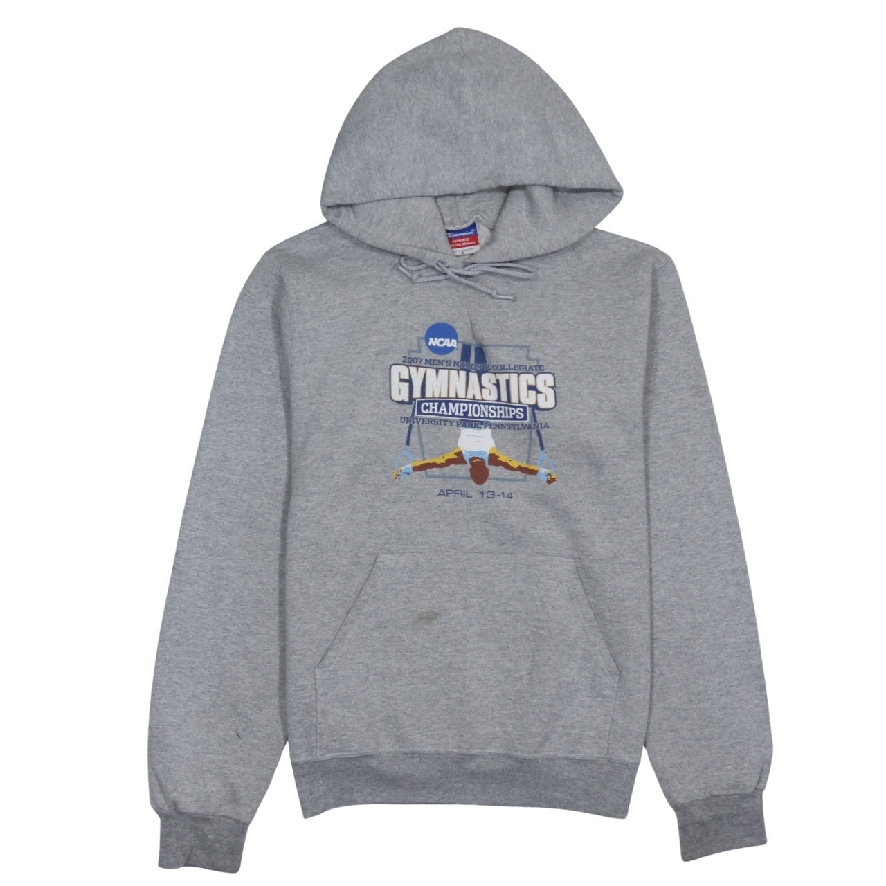 Champion Men's Grey Pullover Hoodie S Gymnastics Graphic Sportswear