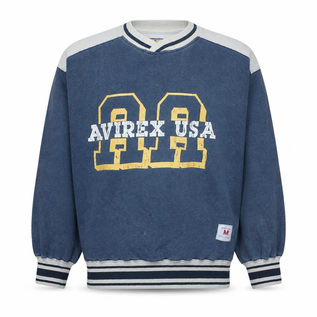 Avirex Mens Blue College Sports Pullover Sweatshirt M