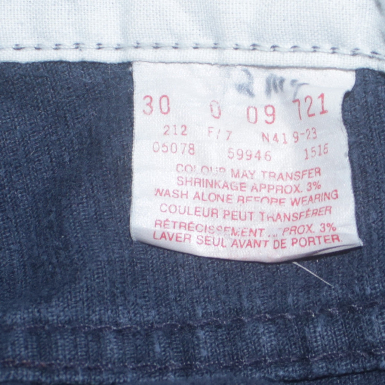 Levi's Men's Blue Corduroy Straight Leg Trousers Size 30