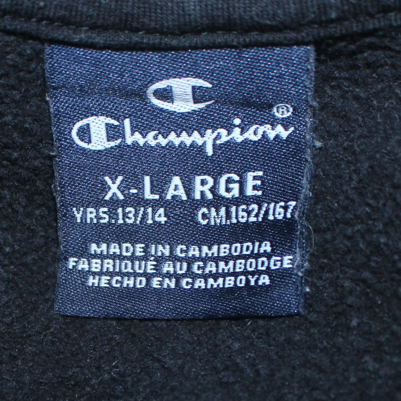 Champion Boys Black Pullover Hoodie Sweatshirt 13-14 Years Logo Fleece