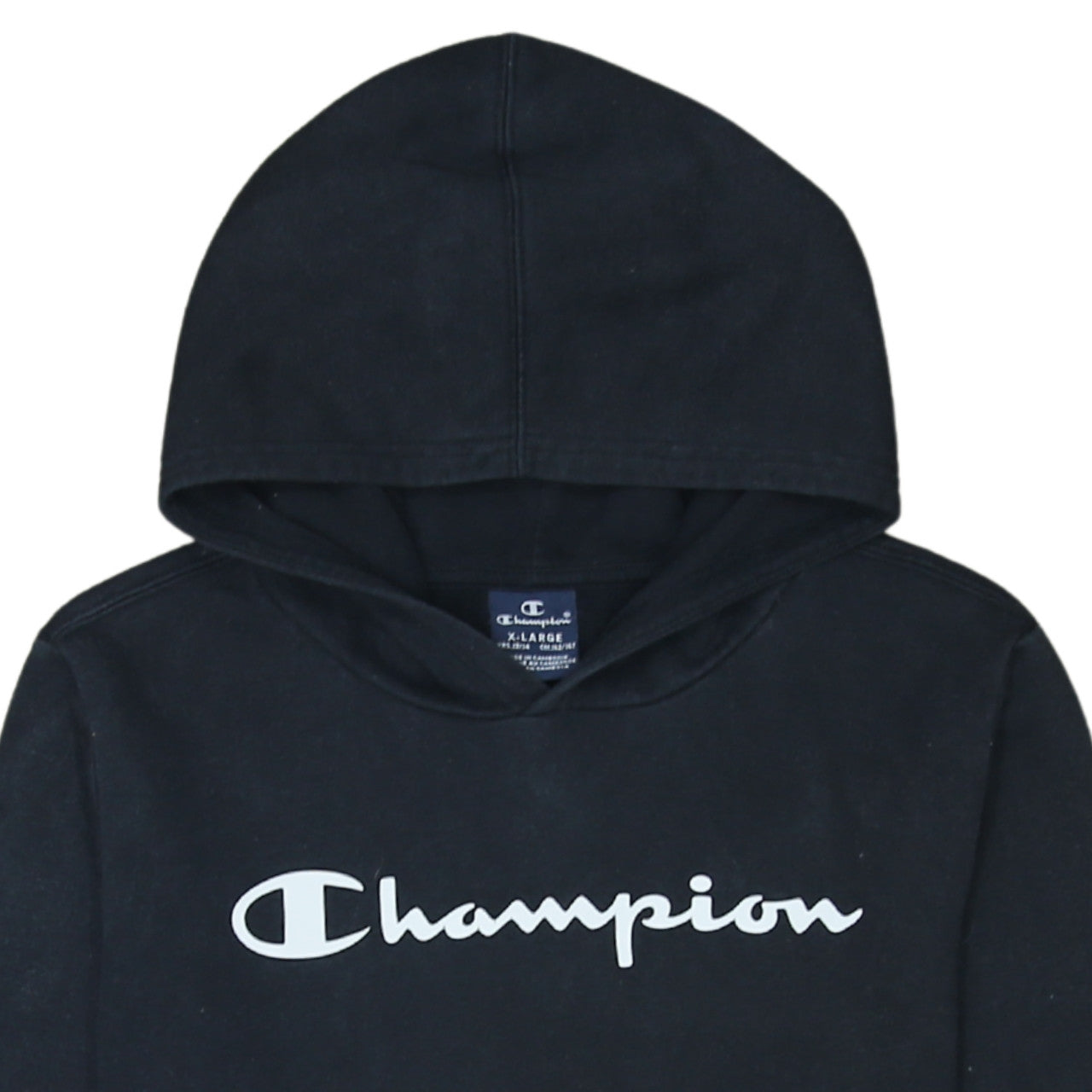 Champion Boys Black Pullover Hoodie Sweatshirt 13-14 Years Logo Fleece