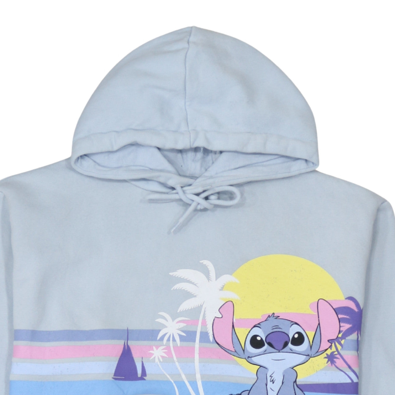 Disney Women Blue Hoodie Stitch Hawaii Print L Pullover
