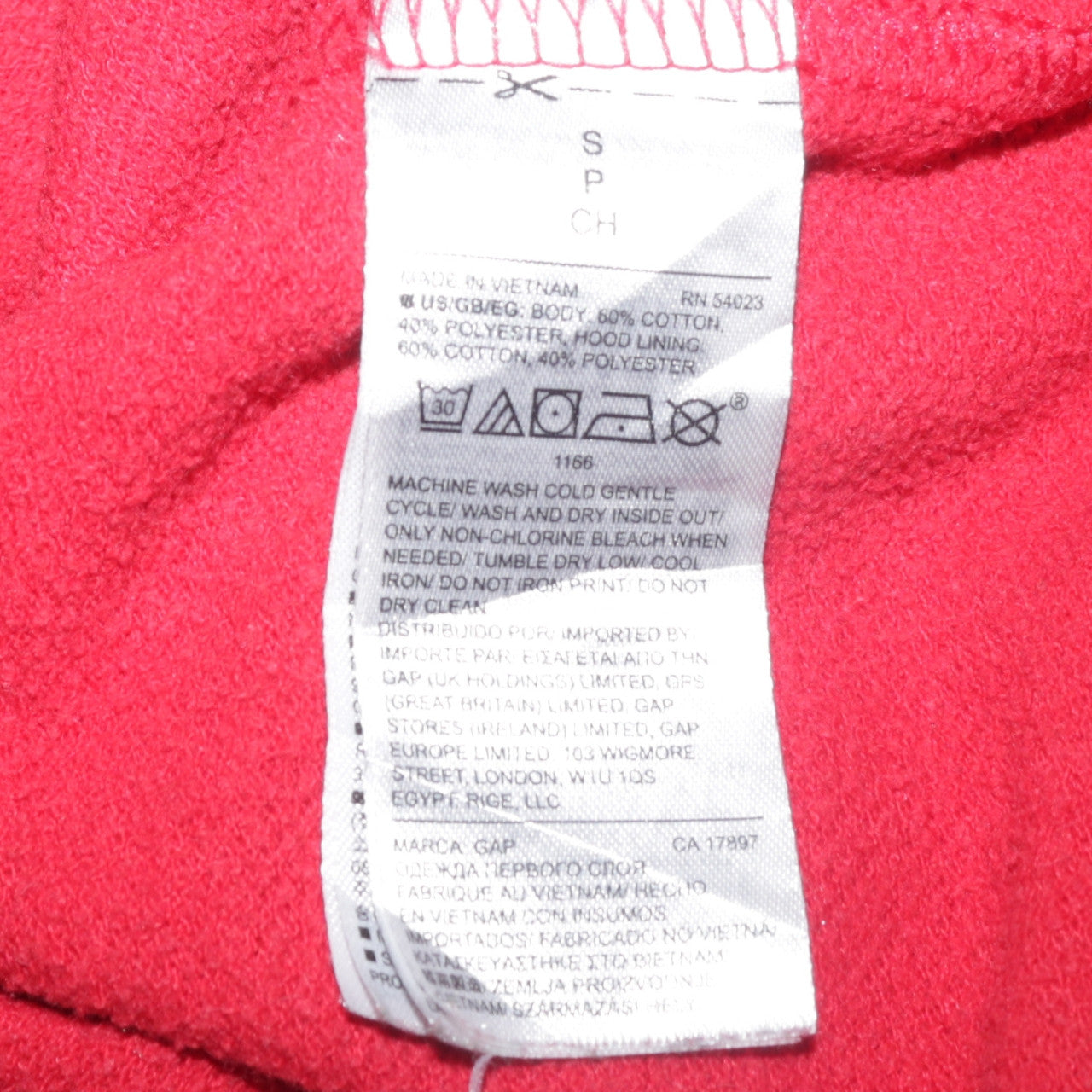 GAP Womens Red Pullover Hoodie Small Cotton Blend Casual Wear