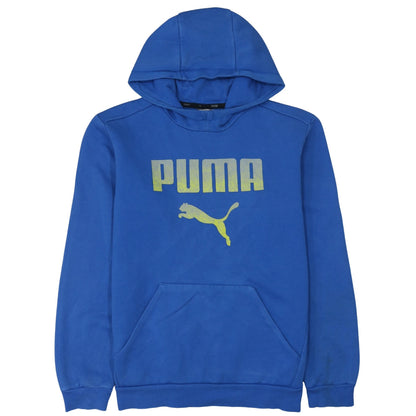 Additional front view of Puma boys’ blue pullover hoodie 15-16 years graphic logo sweatshirt