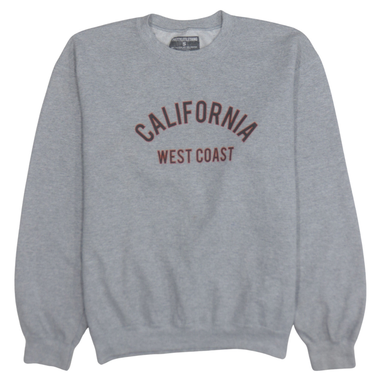 PrettyLittleThing Womens Grey Small California West Coast Sweatshirt