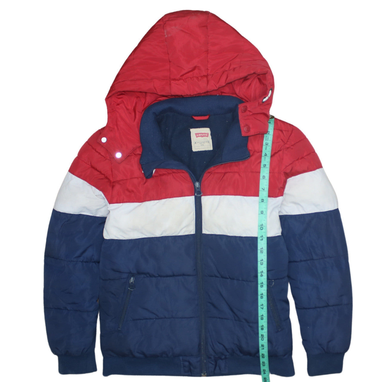 Levi’s Boys Multicoloured Hooded Puffer Jacket Size 14 Years Winter Coat