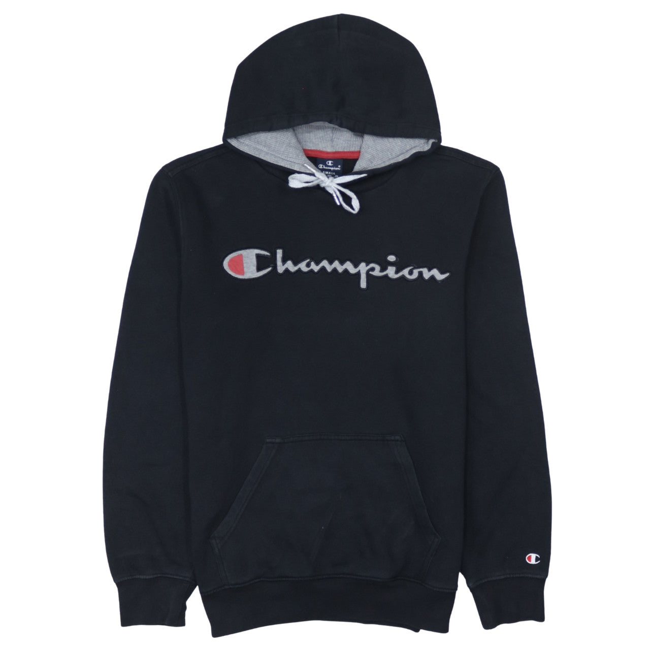 Champion Men’s Black Pullover Hoodie Small Embroidered Logo Fleece