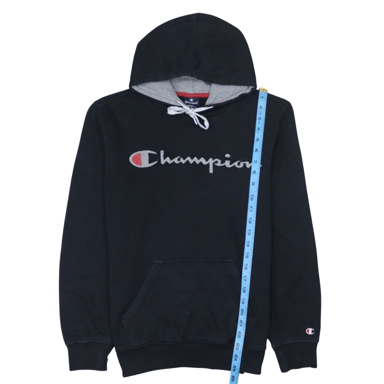 Champion Men’s Black Pullover Hoodie Small Embroidered Logo Fleece