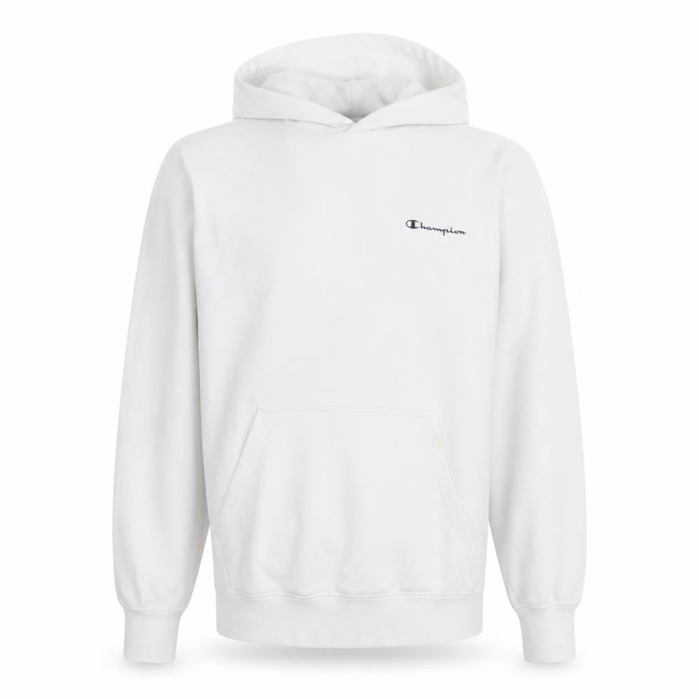 Champion Men's White Pullover Hoodie Size L Logo Fleece Sweatshirt