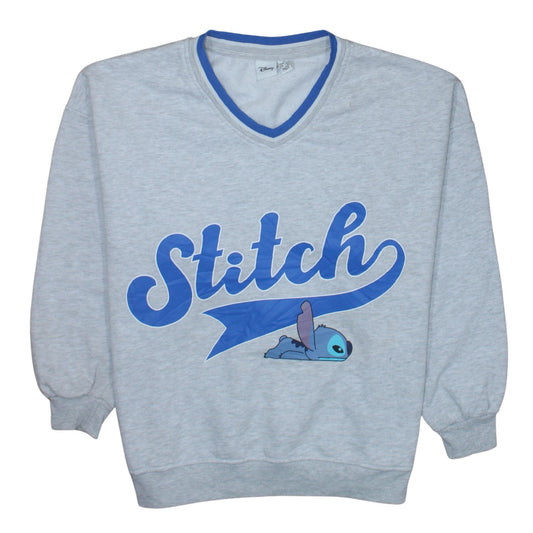 Disney Primark Womens Grey Stitch Sweatshirt Medium Pullover V-Neck