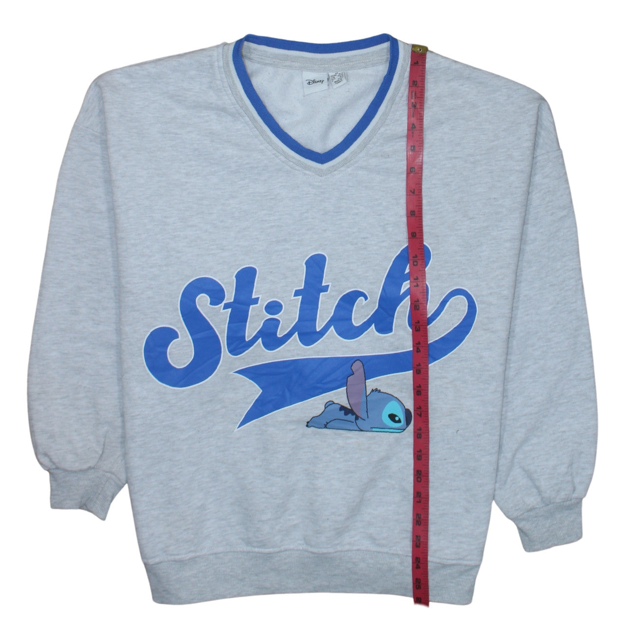 Disney Primark Womens Grey Stitch Sweatshirt Medium Pullover V-Neck
