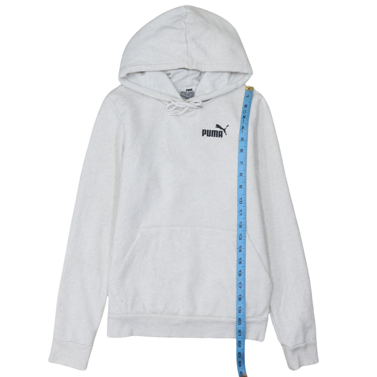 Puma Womens Light Grey XS Pullover Hoodie Drawstring Logo Sweatshirt