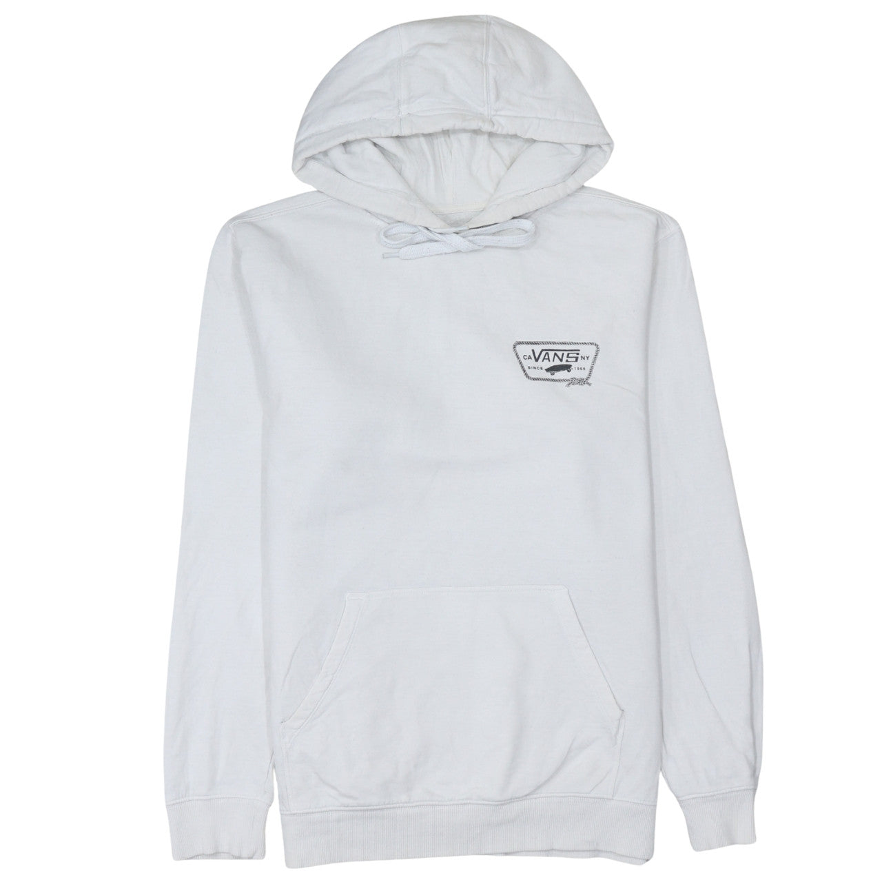 Vans Men’s White Pullover Hoodie Medium Logo Graphic Skate Sweatshirt