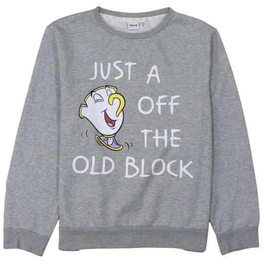 Disney Women Grey Chip Sweatshirt L Beauty and the Beast