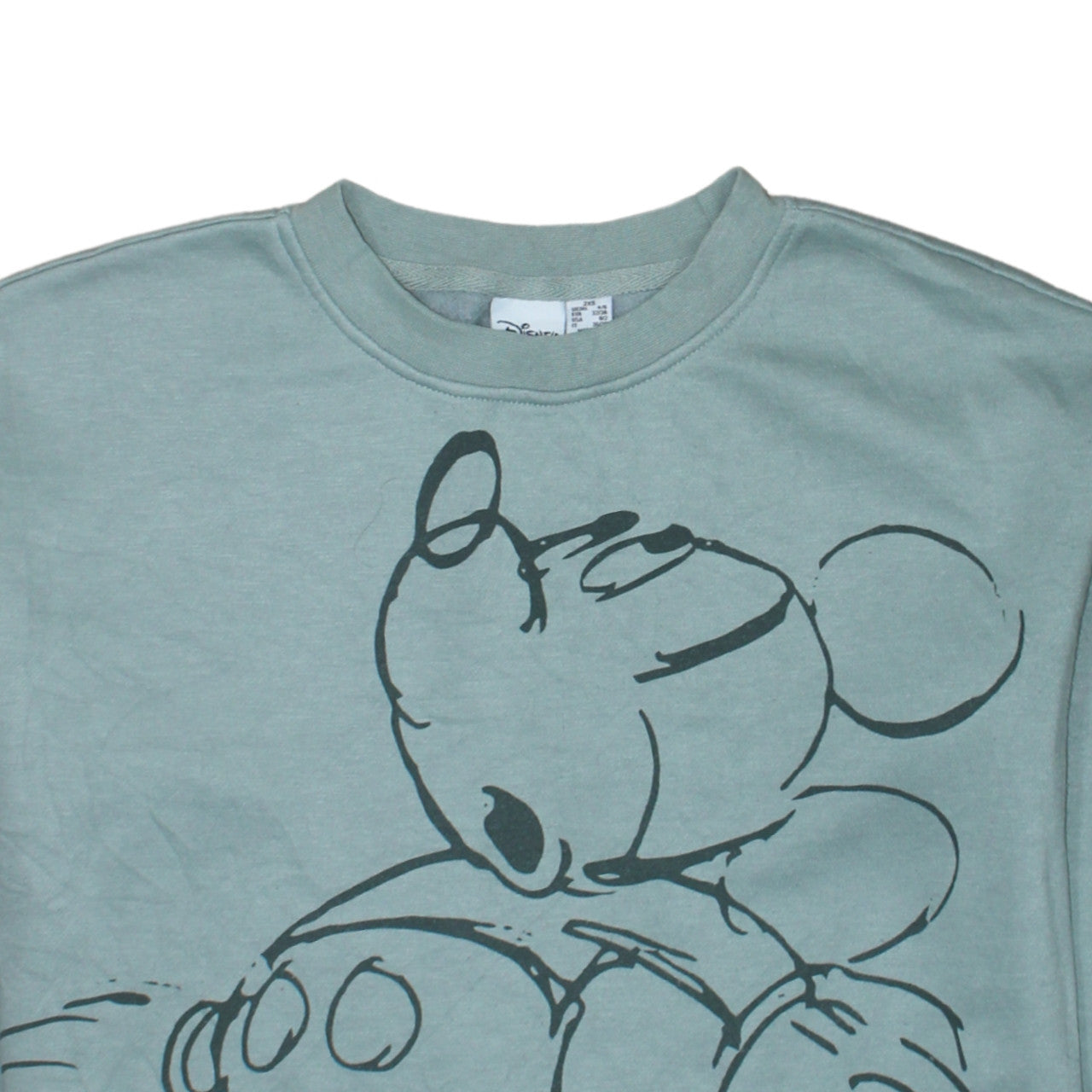 Disney Women’s Green Mickey Mouse Sweatshirt 2XS Pullover Cotton Blend