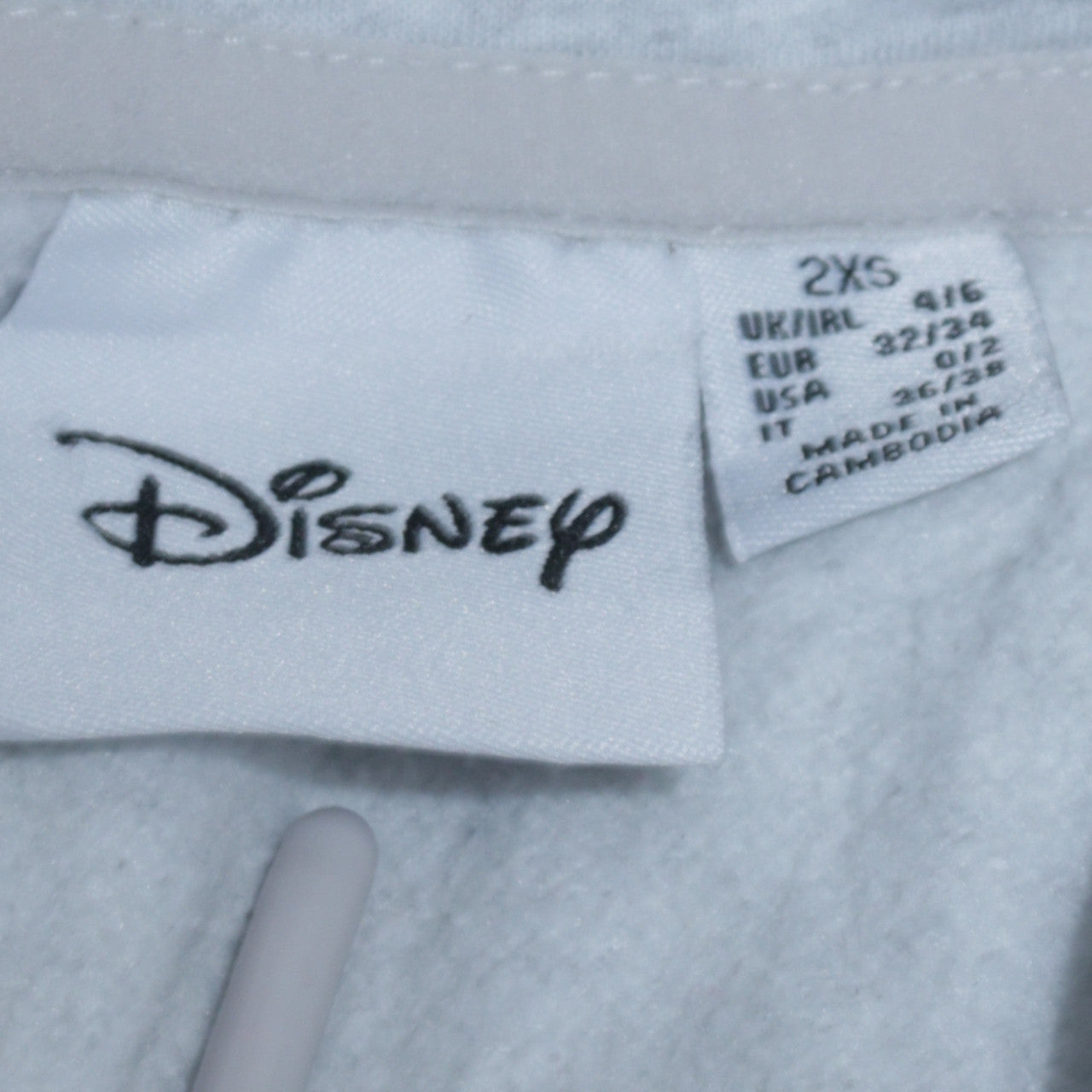 Disney Womens Grey Stitch Hoodie 2XS Pullover Graphic Print Casual