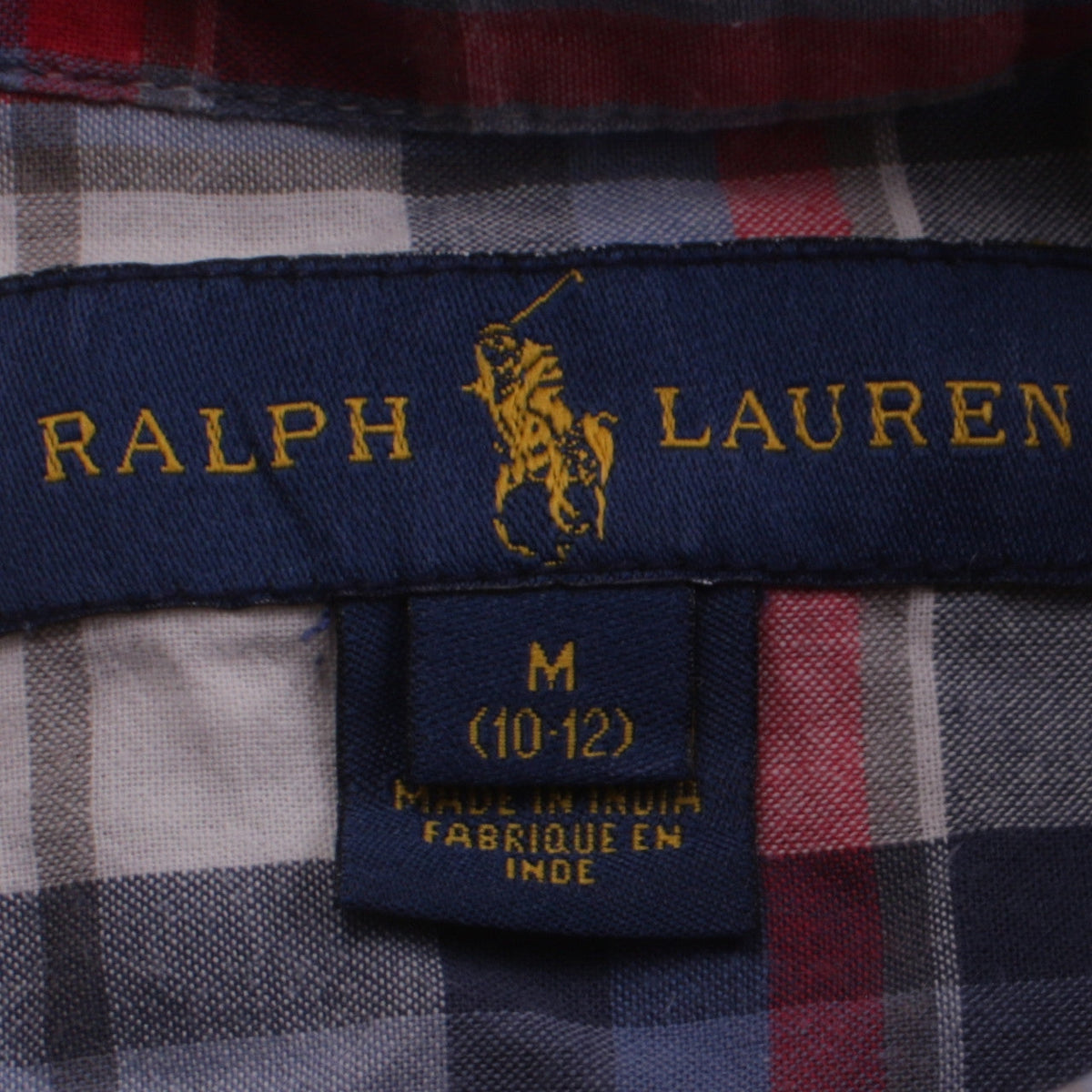 Ralph Lauren Boys Blue Red Check Button-Up Short Sleeve Shirt Size 10-12