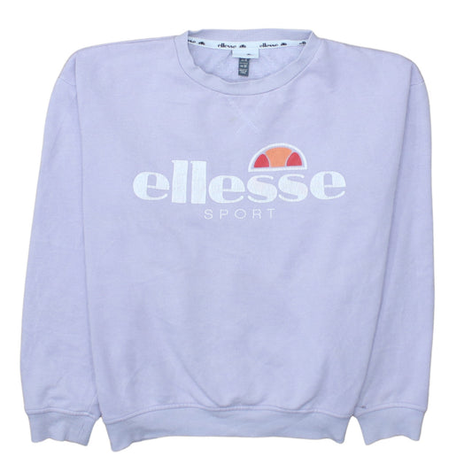 Ellesse Women Lilac Logo Sweatshirt UK 12 Cotton Blend Pullover