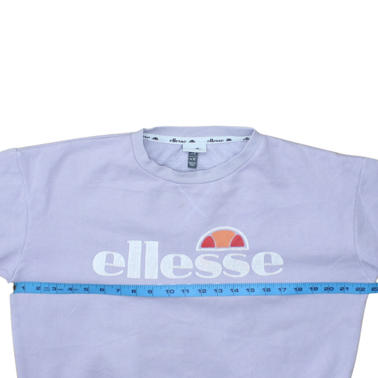 Ellesse Women Lilac Logo Sweatshirt UK 12 Cotton Blend Pullover
