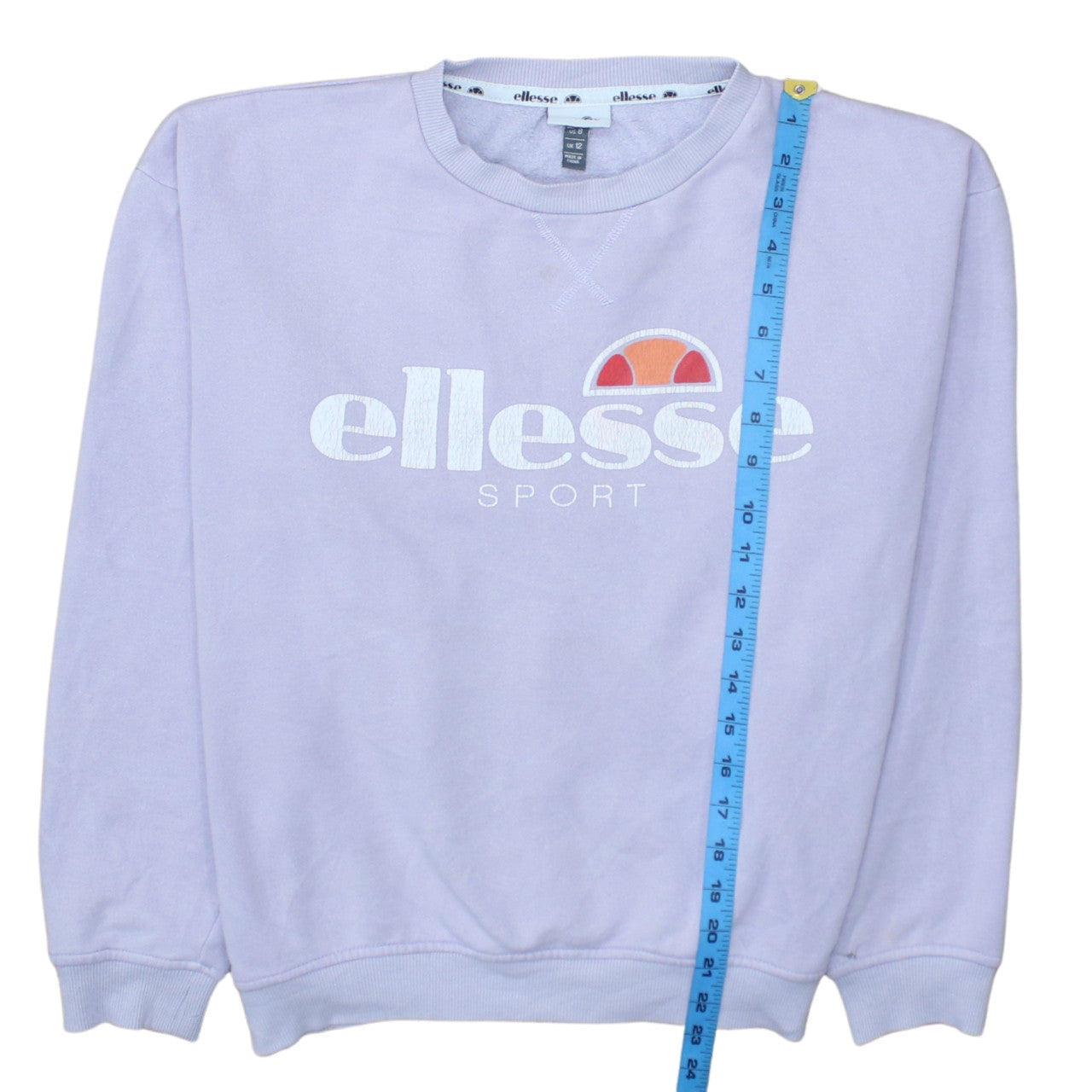 Ellesse Women Lilac Logo Sweatshirt UK 12 Cotton Blend Pullover