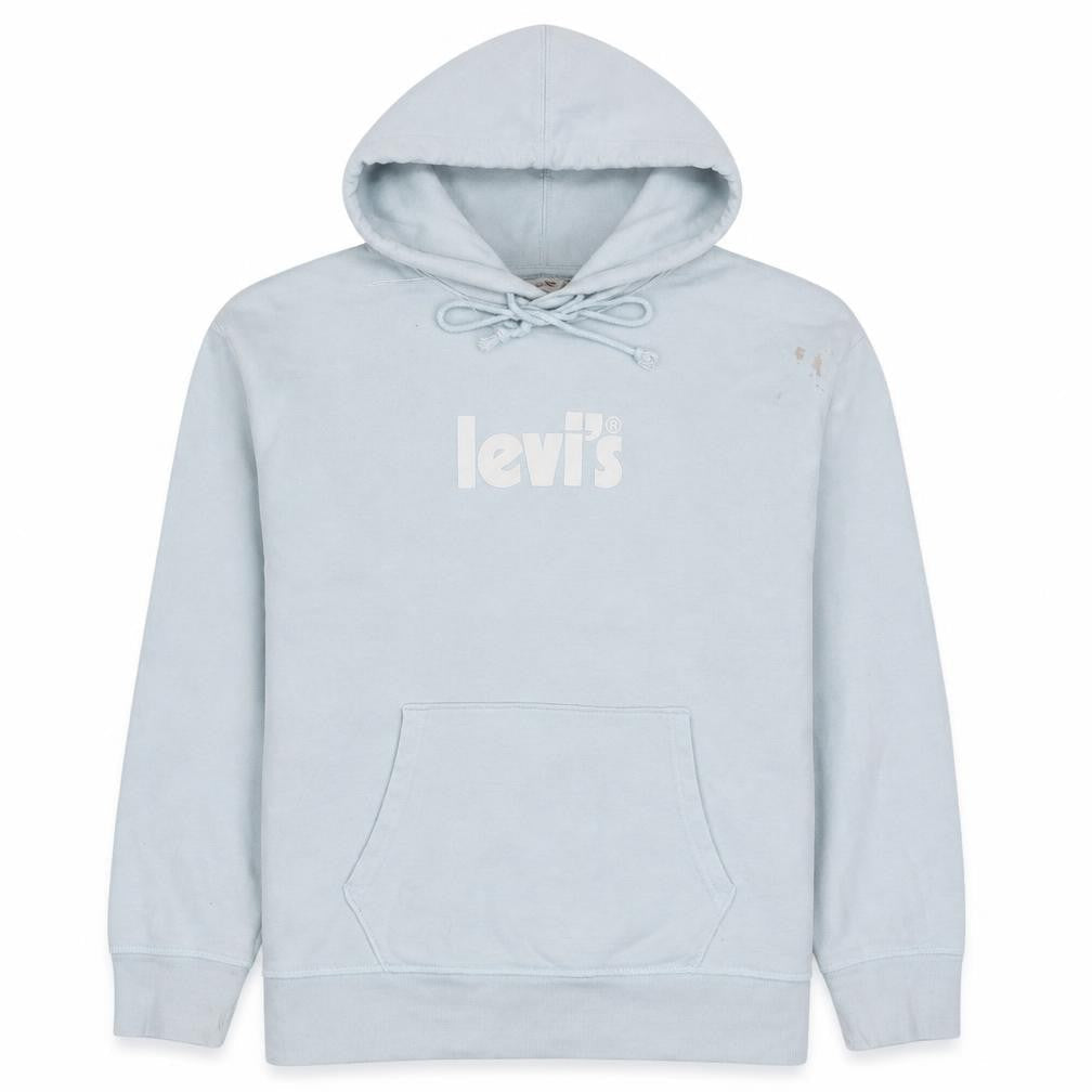 Levi's Men's Blue Pullover Hoodie Size M Logo Fleece Sweatshirt