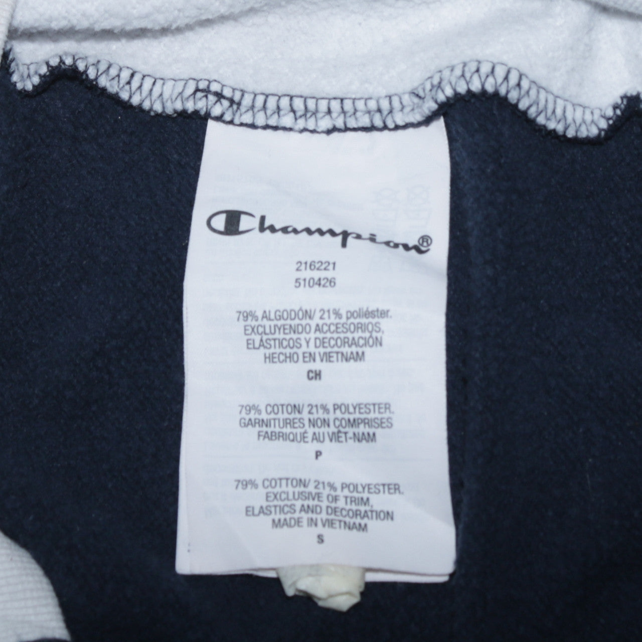 Champion Men's Blue Grey 1/4 Zip Hoodie Size S Colour Block Fleece