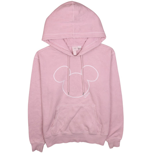 H&M Disney Women's Pink Pullover Hoodie Small Mickey Logo Lined