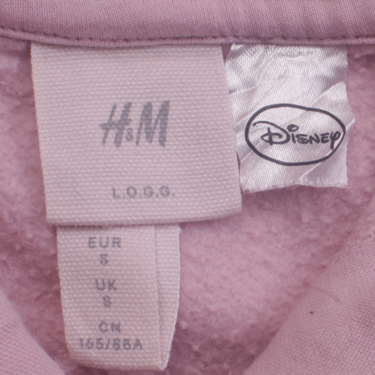 H&M Disney Women's Pink Pullover Hoodie Small Mickey Logo Lined