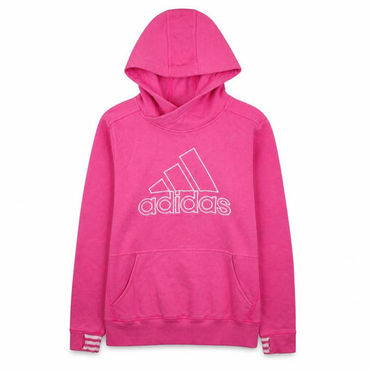 Adidas Womens Pink Pullover Hoodie Size S 8-10 Logo Fleece Sweatshirt