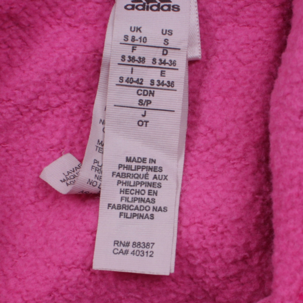 Adidas Womens Pink Pullover Hoodie Size S 8-10 Logo Fleece Sweatshirt