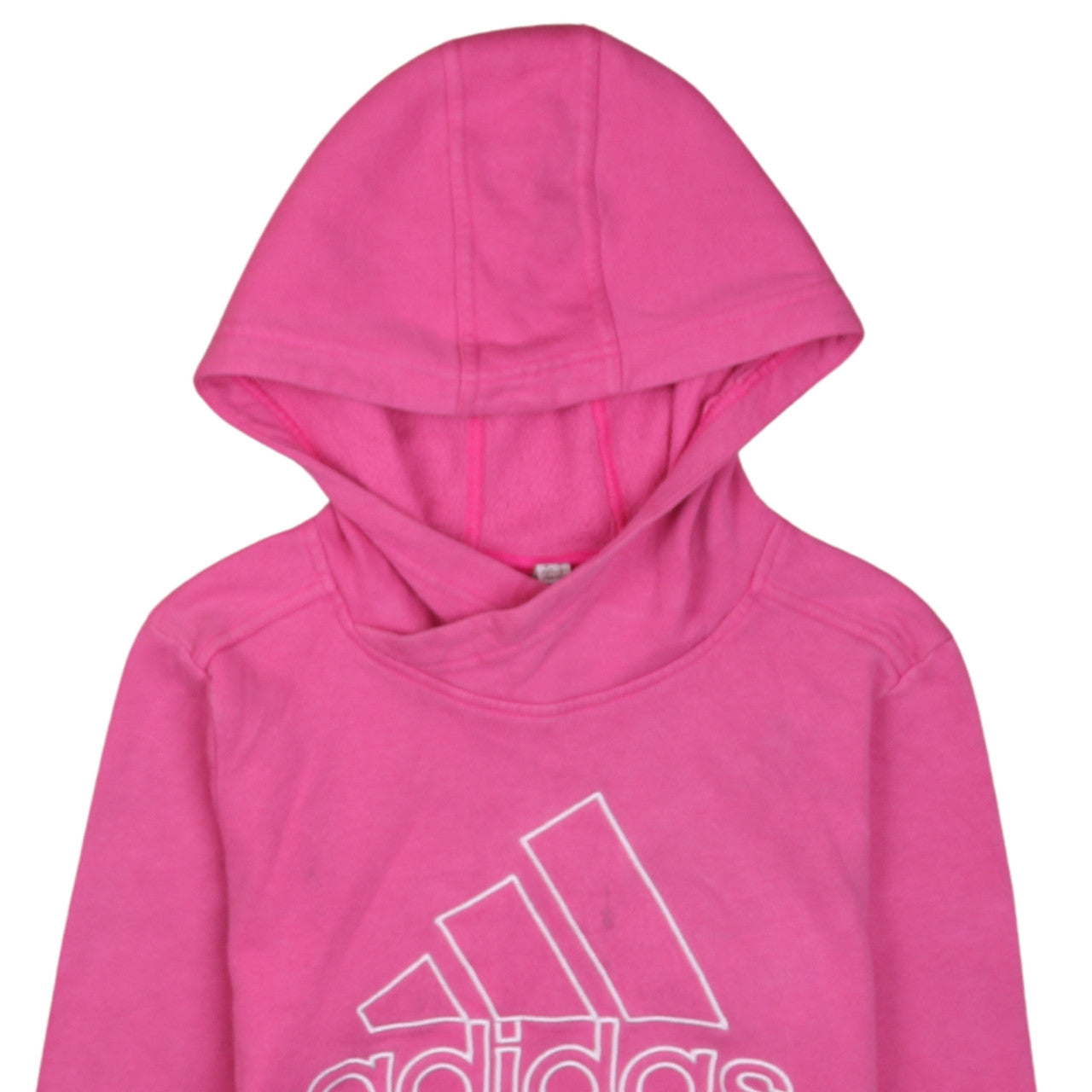 Adidas Womens Pink Pullover Hoodie Size S 8-10 Logo Fleece Sweatshirt