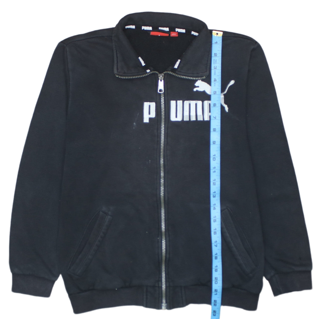 Puma Teens Black Full Zip Sweatshirt Size 12 Collared Logo Fleece