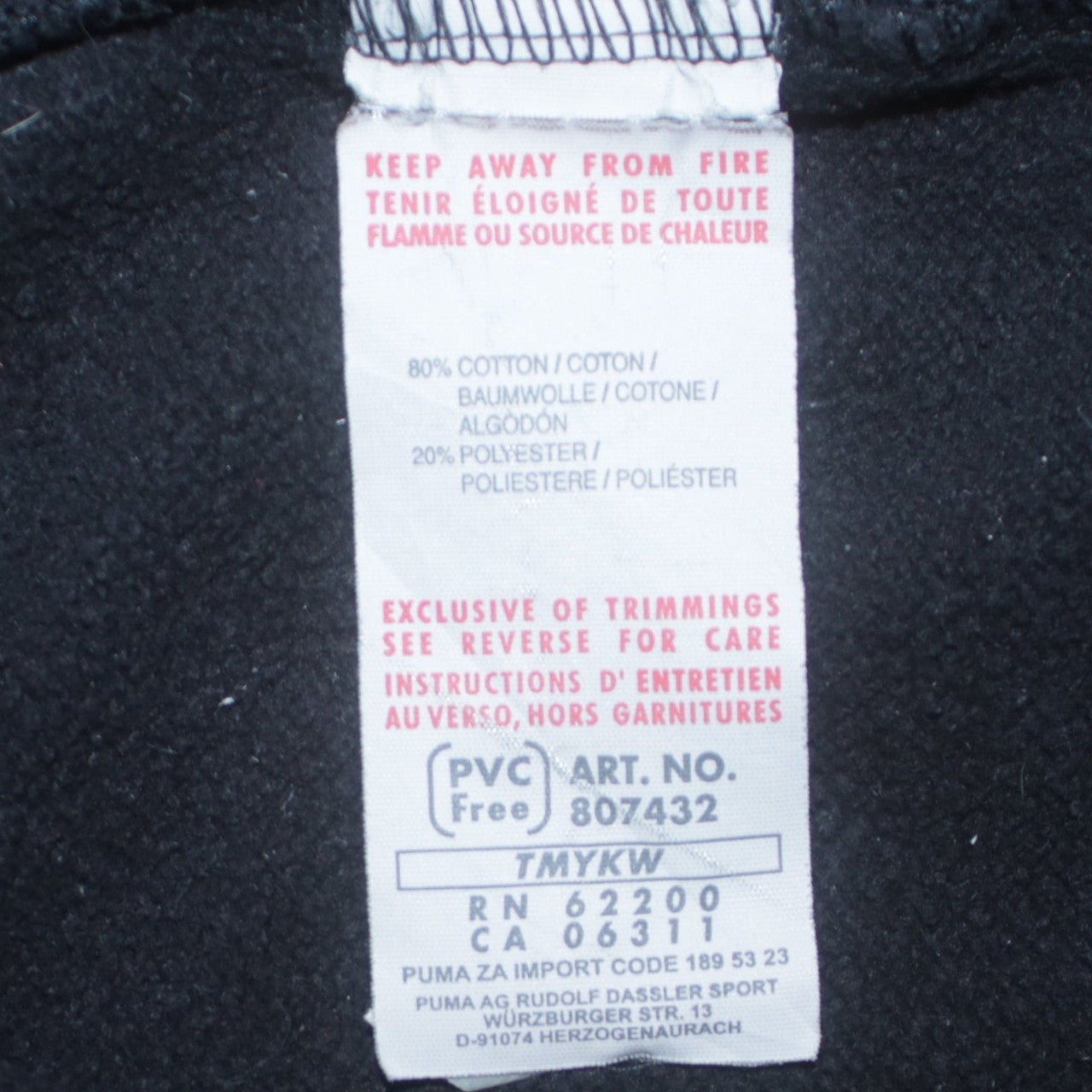 Puma Teens Black Full Zip Sweatshirt Size 12 Collared Logo Fleece