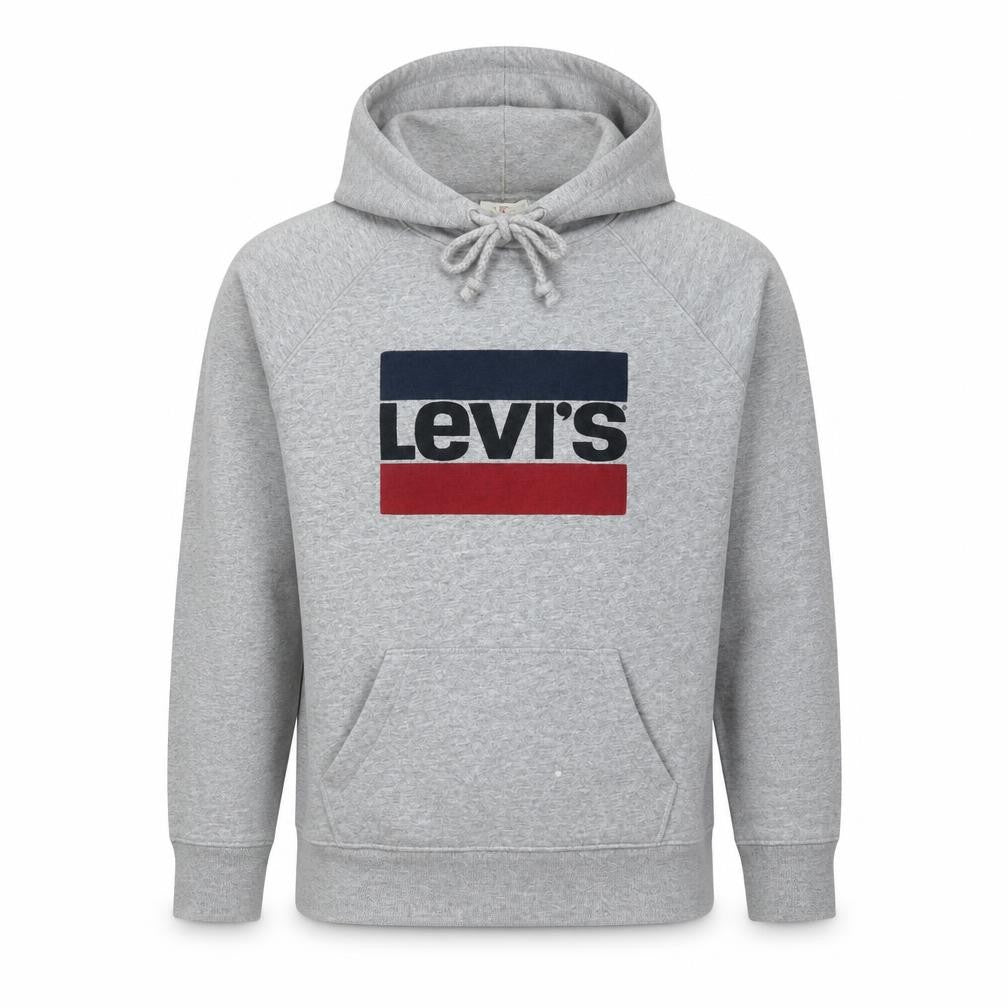 Levi's Men's Grey Pullover Hoodie Medium Logo Fleece Jumper