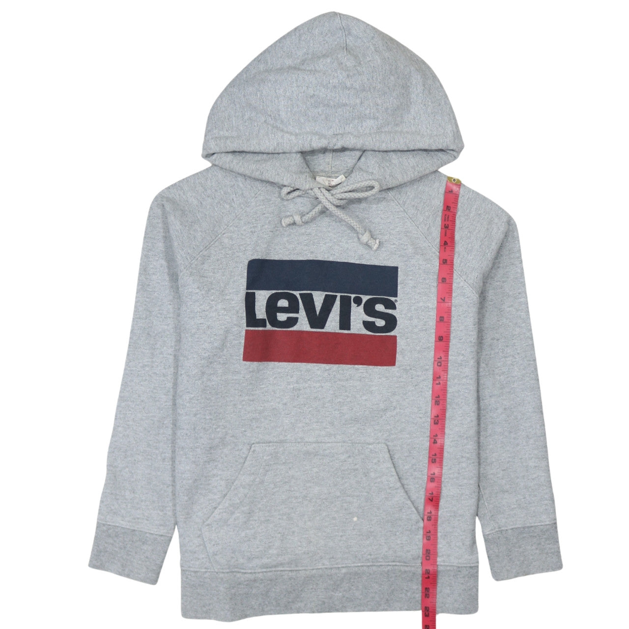 Levi's Men's Grey Pullover Hoodie Medium Logo Fleece Jumper